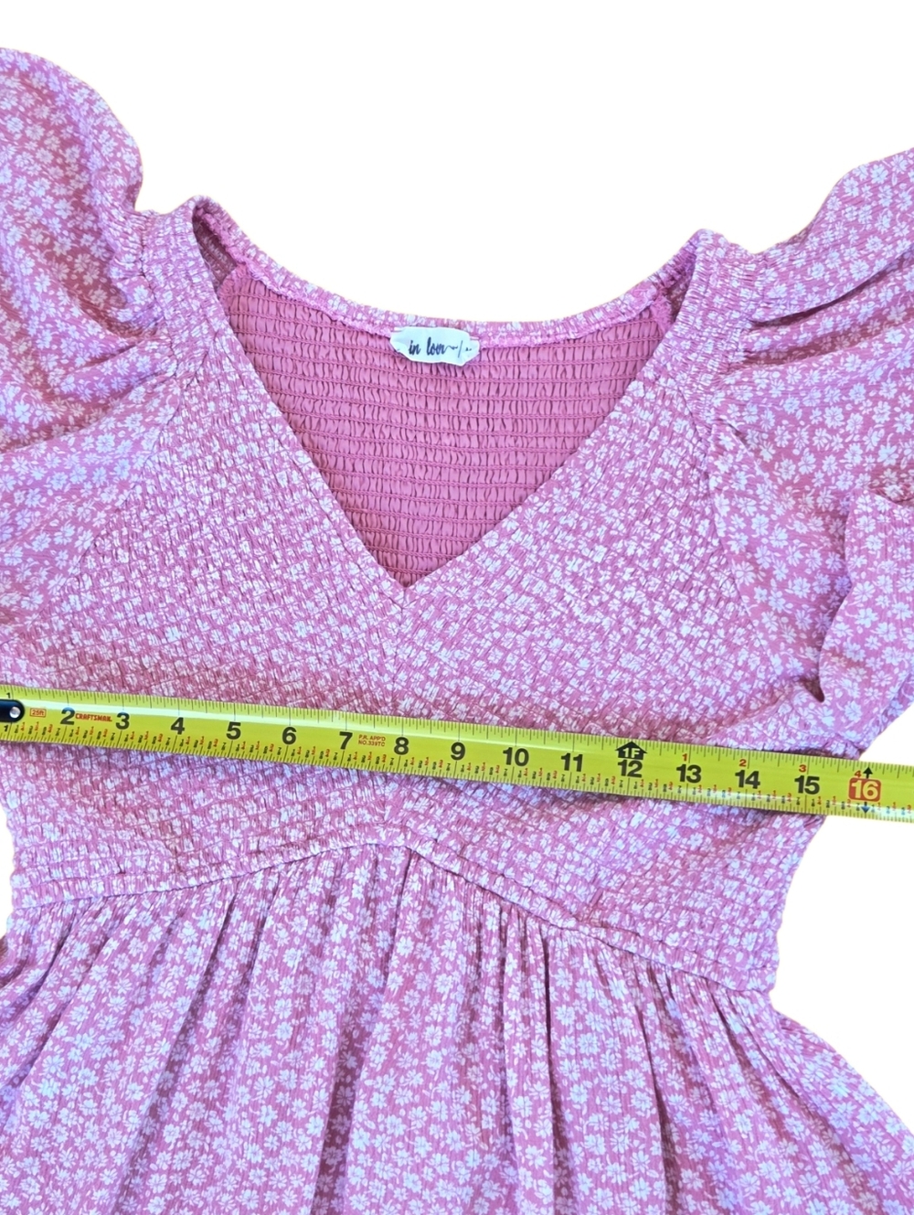 IN LOOM Ditsy Floral Mini Dress FLUTTER SLEEVE Smocked Bodice Lined M by In Loom - Picture 16 of 16